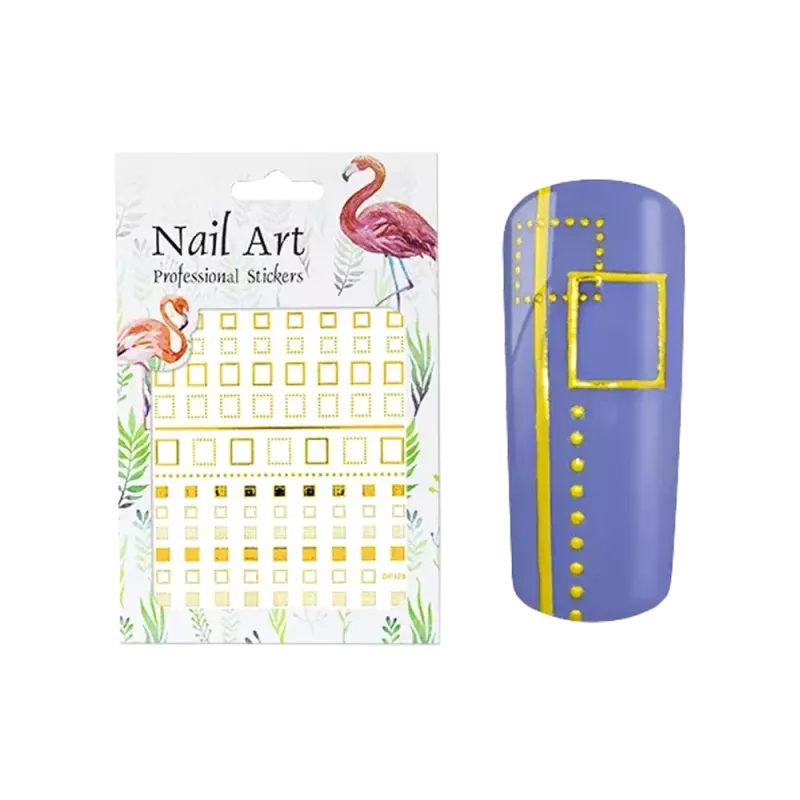 Stickers Nail art - 3D Carrés Dorés - Courrège