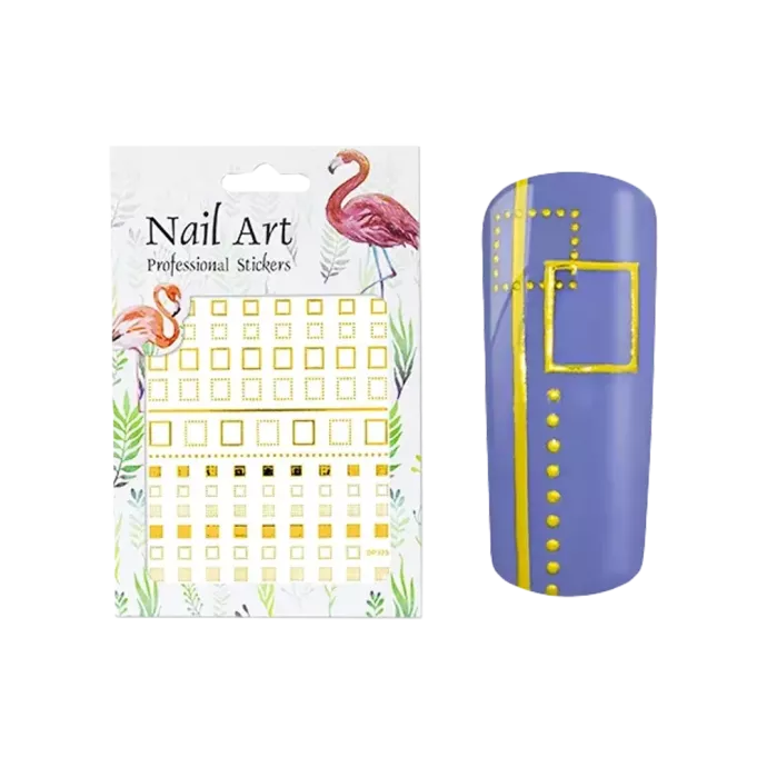 Stickers Nail art - 3D Carrés Dorés - Courrège