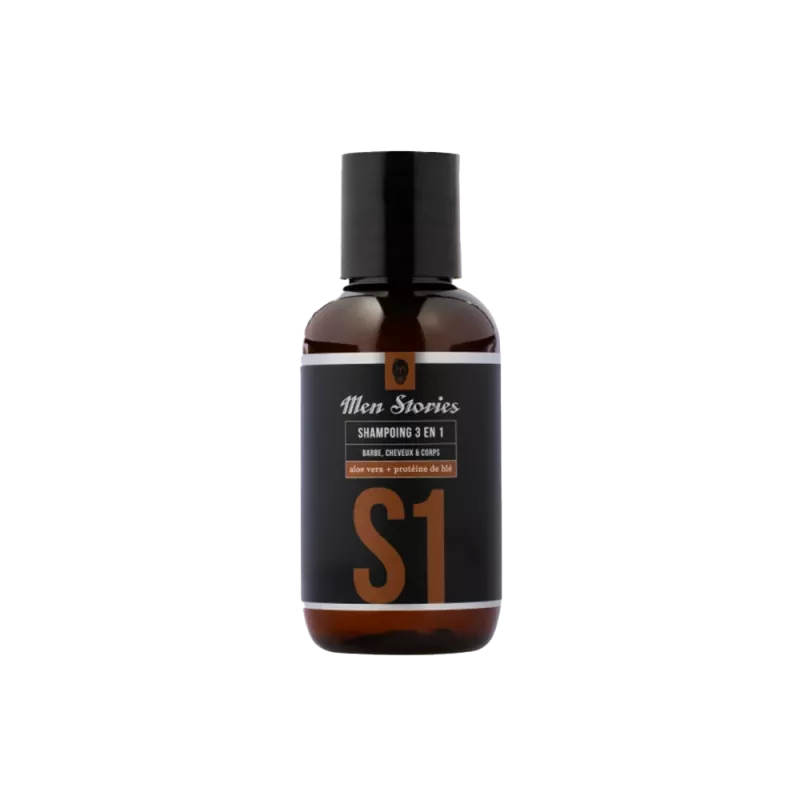 Shampoing 3 en 1 corps, barbe et cheveux - Men Stories - S1 - 100ml Shampoing 3 en 1 corps, barbe et cheveux - Men Stories - S1 - 100ml