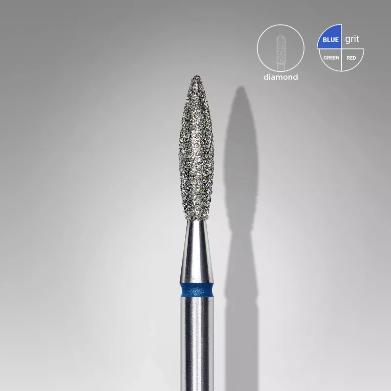 Fraise diamanté flamme bleu, Ø tête 2.3mm, active 10mm - Staleks pro