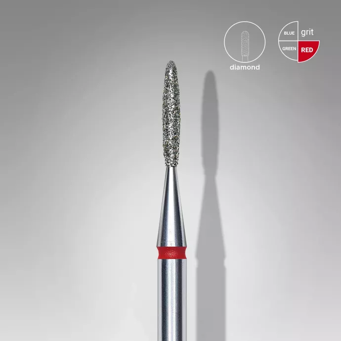 Fraise diamanté flamme rouge, Ø tête 1.4mm, active 8mm - Staleks pro