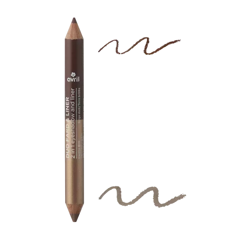 Crayon duo liner certifié bio - Avril - terre brulée/beige dorée - 2gr