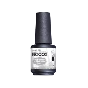 Top coat pailleté argenté - Inocos - Glitter show prata - 15ml