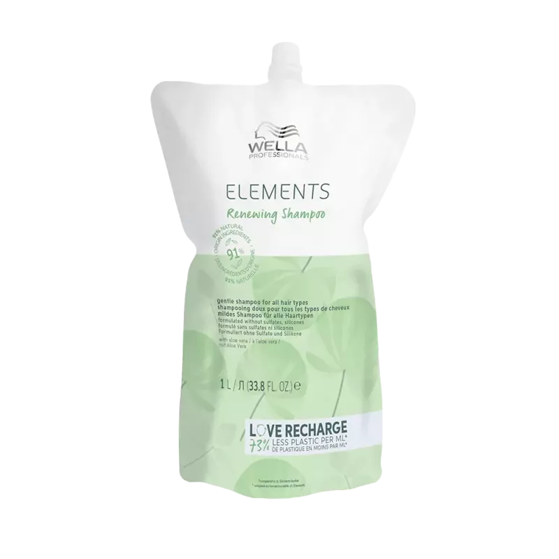 Shampoing sans sulfates/silicones - Wella - Elements Renewing recharge - 1000ml